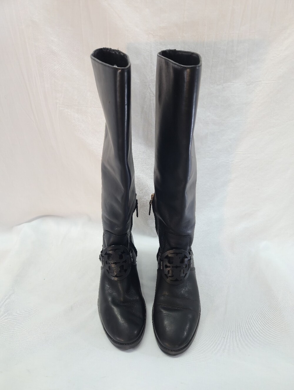 Tory Burch Miller Women's Size 8 Black Leather Pull On Riding Boots - Picture 3 of 9